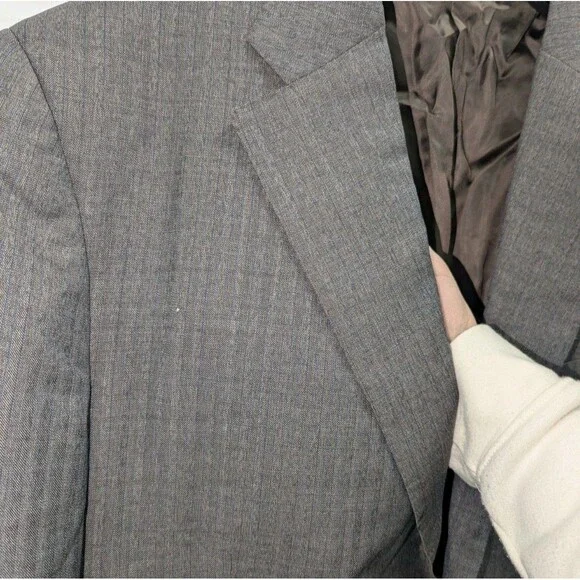 Canali Suit IT 56L 38 Grey Wool 2 Piece Windowpane Check Suit Eclectic Grandpa
